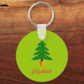 Porte-clés Arbre de Noël Festif Vert Personnalisé (Recto)
