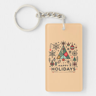 Porte-clés Arbre de Noël géométrique Joyeux Festive des Fêtes