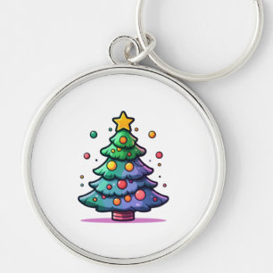 Porte-clés Arbre de Noël mignon avec ornements colorés