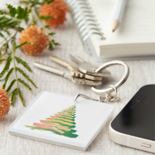 Porte-clés Arbre de Noël minimaliste aux coups de pinceau