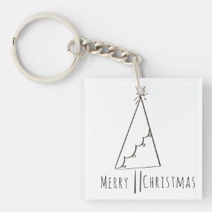 Porte-clés Arbre de Noël minimaliste en ligne art