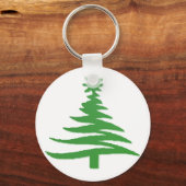 Porte-clés Arbre de Noël Moderne Pochoir Imprimé Vert (Recto)