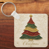 Porte-clés Arbre de Noël orné d'émail doré (Recto)
