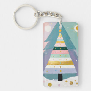 Porte-clés Arbre de Noël Pastel Céleste
