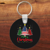 Porte-clés Arbre de Noël plaid drapeau américain flocon de ne (Recto)