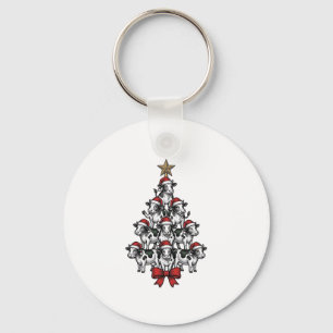 Porte-clés Arbre de Noël vache Gravure vintage Ferme de vacan