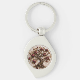 Porte-clés Arbre de Vie avec Grenades Art en Relief 3D
