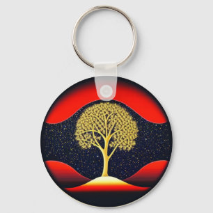 Porte-clés Arbre de vie or avec Porte - clé Arrière - plan ét