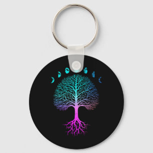 Porte-clés Arbre de Vie Phases de la Lune Vintage Retro Yoga