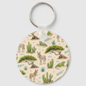Porte-clés Arbre divi d'Aruba, âne, iguane, cactus (Recto)