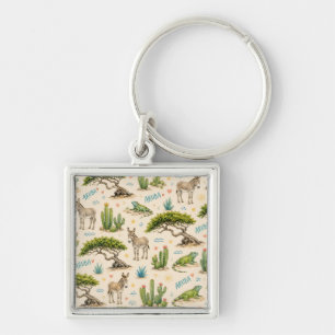Porte-clés Arbre divi d'Aruba, âne, iguane, cactus