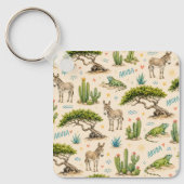 Porte-clés Arbre divi d'Aruba, âne, iguane, cactus (Recto)
