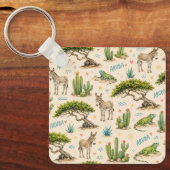 Porte-clés Arbre divi d'Aruba, âne, iguane, cactus (Recto)