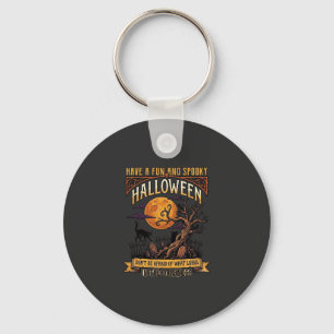 Porte-clés Arbre effrayant Halloween pleine lune chat noir ci