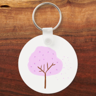 Porte-clés Arbre Fleur Gif de Fleur de Cerisier Rose Pastel