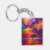 Porte-clés Arbre solitaire dans l'eau ciel coloré (Devant gauche)