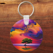 Porte-clés Arbre solitaire dans l'eau ciel coloré (Verso)
