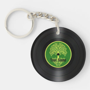 Porte-clés Arbre vert de disque vinyle personnalisé de la vi