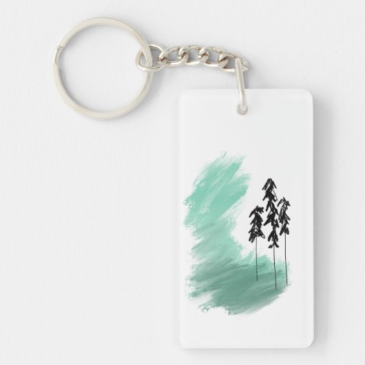 Porte-clés Arbre vert scandinave art simple menthe moderne (Devant)