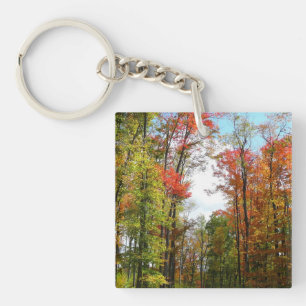 Porte-clés Arbres d'automne et ciel bleu Photographie de la n