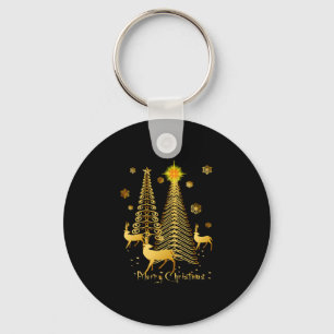 Porte-clés Arbres de Noël d'or et rennes