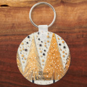 Porte-clés Arbres de Noël dorés Flammes de neige brillantes F (Verso)