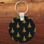 Porte-clés Arbres de Noël en or sur noir (Recto)