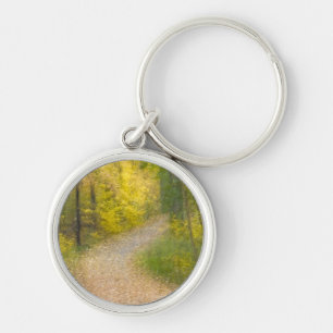 Porte-clés Arbres en couleurs d'automne et chemin recouvert d