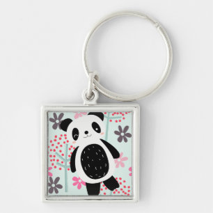 Porte-clés Arbres, fleurs et ours de panda