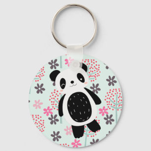 Porte-clés Arbres, fleurs et ours de panda