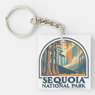Porte-clés Arbres géants de Séquoia rétro du Parc national de