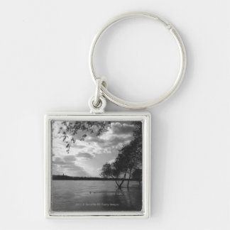 Porte-clés Arbres par le lac B&W