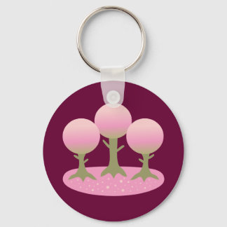 Porte-clés Arbres ronds en fleurs de cerises