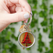 Porte-clés Arbres rouges de Noël en or (main)