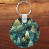 Porte-clés Arbres verts en or (Verso)