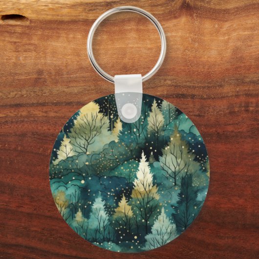 Porte-clés Arbres verts en or (Verso)