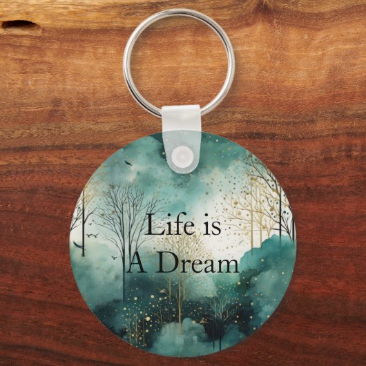 Porte-clés Arbres verts en or (Recto)