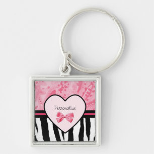 Porte-clés Arc à la mode et nom roses et noirs de motif de