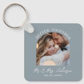 Porte-clés Arc bleu poussiéreux photo mariage cadeau décorati (Recto)