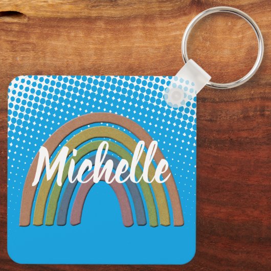 Porte-clés Arc-en-ciel avec Faux Rustic Paper Texture (Verso)