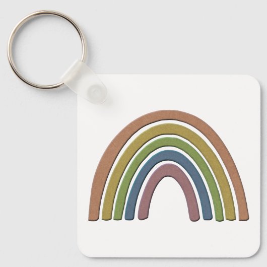 Porte-clés Arc-en-ciel avec texture de papier rustique faux (Recto)