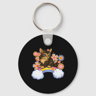 Porte-clés Arc-en-ciel de chaton Mignon Chat Drôle Sarcasme H