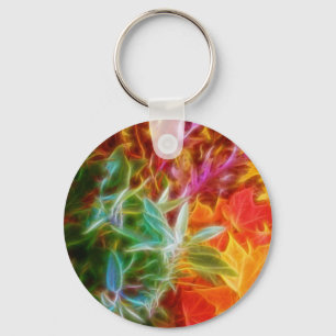 Porte-clés Arc-en-ciel de feuille d'automne de fractale