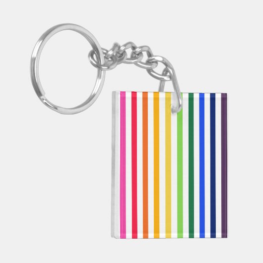 Porte-clés Arc-en-ciel et rayures blanches (Devant gauche)