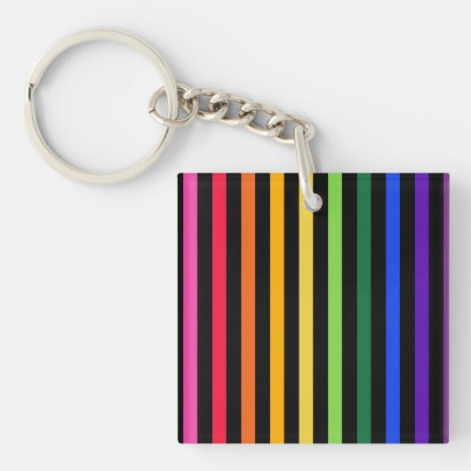 Porte-clés Arc-en-ciel et rayures noires (Devant)