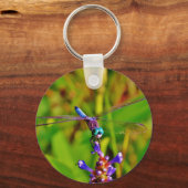 Porte-clés Arc en ciel libellule et fleur (Recto)