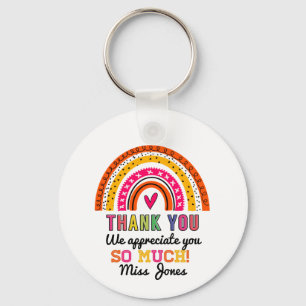 Porte-clés Arc en ciel merci enseignant clé cadeau anneau