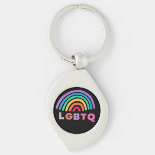 Porte-clés Arc-en-ciel peint avec écriture LGBTQ