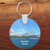 Porte-clés Arc en ciel sur Honolulu, Hawaii (Recto)