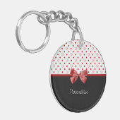 Porte-clés Arc rouge et noir Girly de coeurs de point de (Devant gauche)